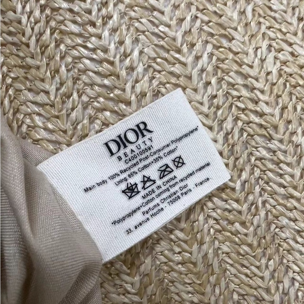 Dior Natural Straw Clutch with Embroidered Logo - Picture 3 of 4